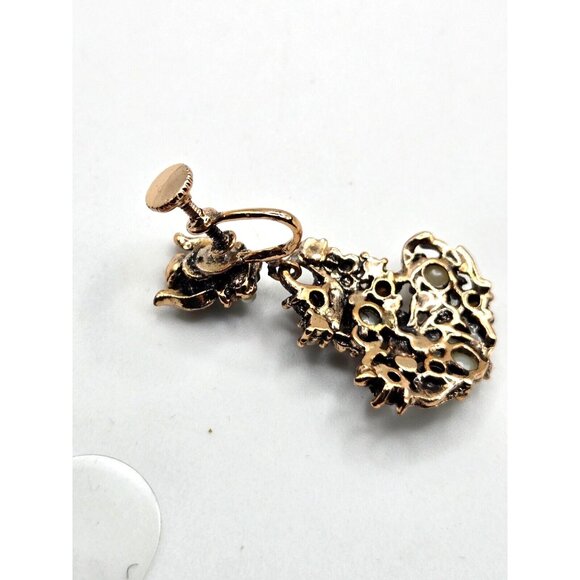 Hollycraft 50s multi color rhinestone faux pearl earrings screw backs unsigned - Picture 2 of 6